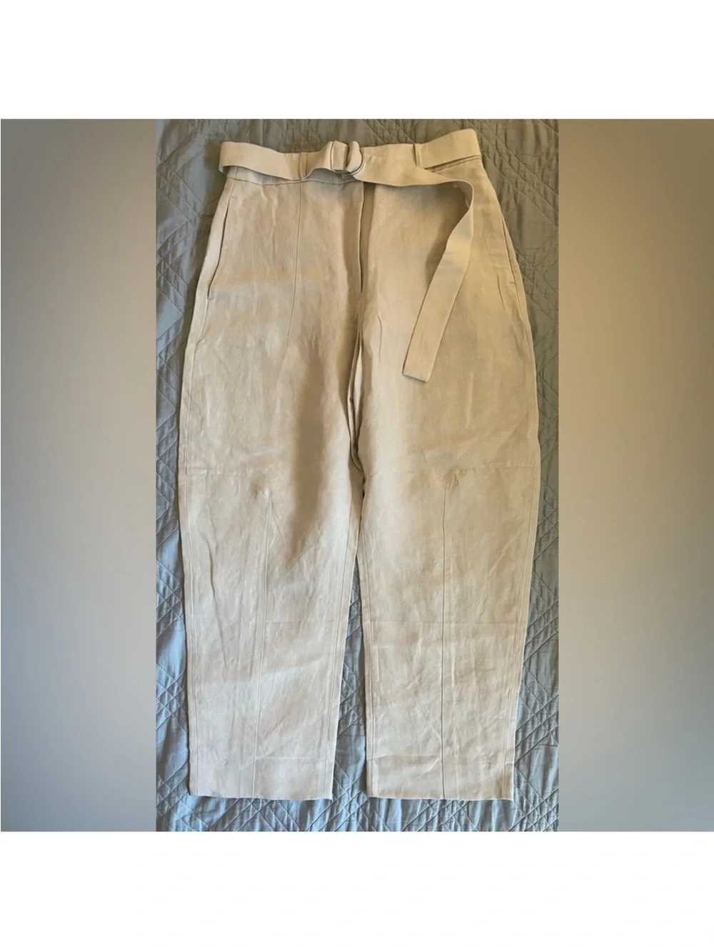 NWT! Banana Republic Cream High-Rise Barrel Tencel-Linen Pant - 713482 🗺️1️⃣